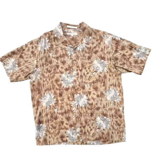 Camisas para hombre Perry Ellis informales de seda floral abotonadas