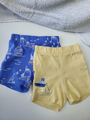 Stoffhose kurz Gr.74 2er Set ''So cute'' gelb und blau maritim gebraucht