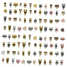 140 Pcs Metal Spacer Bail Beads, Silver Gold Charm Hanger Clasps Mixed Color
