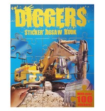 CHILDRENS DIGGERS STICKER JIGSAW BOOK FOR KIDS - FOR BOYS - OVER 100 STICKERS