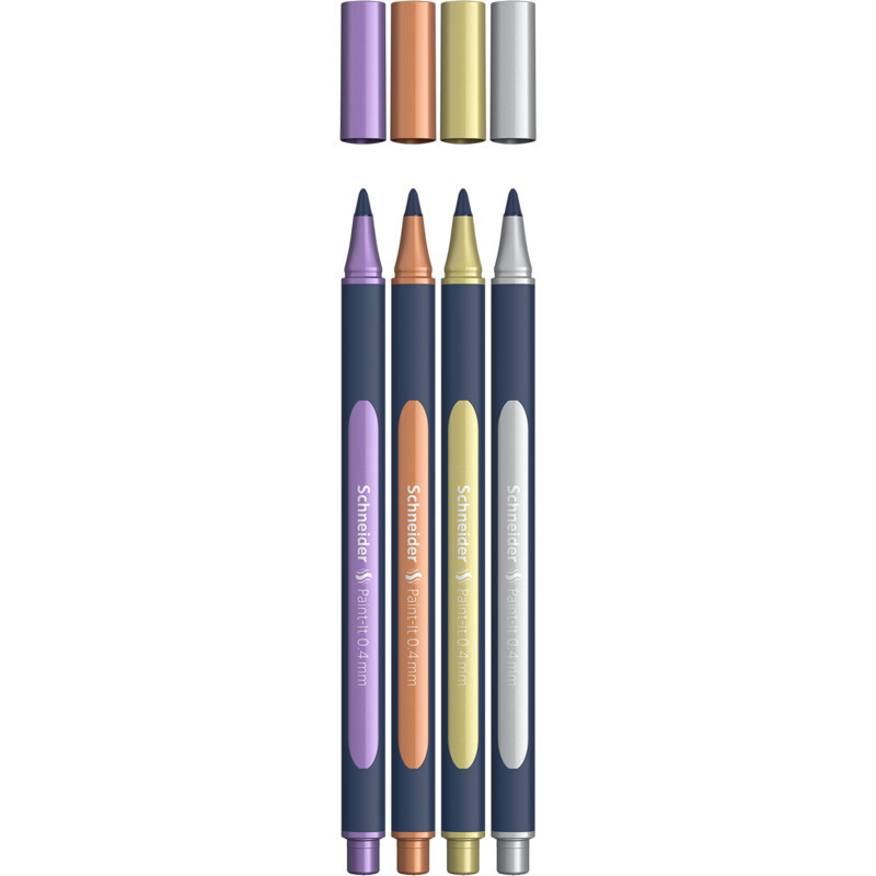 Astuccio 4 Colori - Schneider Paint-It 0,4mm Metallic rollerball
