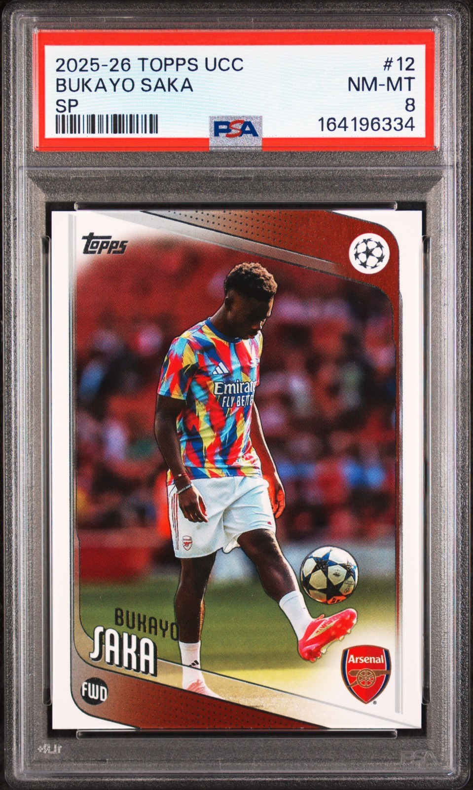 Bukayo Saka 2025-26 Topps UCC Image Variation SP #12 PSA 8 Arsenal POP 2