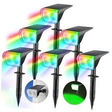  Solar Spot Lights Outdoor, 30 LED Waterproof Changing Solar 6 Pack Color