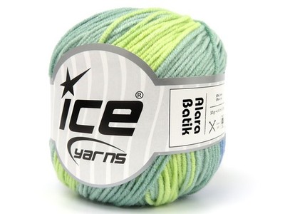 8-Skein Lot Alara Batik Yarn 8x50g/140m Light Cotton Blue Green Shades