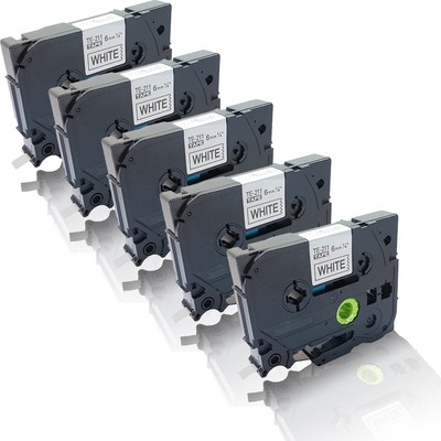 5x Rebuilt Schriftbänder für Brother P-Touch-H-101-TB  Farbba Office Plus