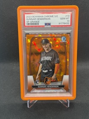 2023 Bowman Chrome Sapphire SP Gunnar Henderson Orange /75 RC #10 PSA 10