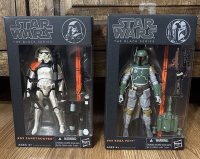 Star Wars Black Series Lot 2 #03 Sandtrooper  #06 Boba Fett  Orange Line 6'' NEW