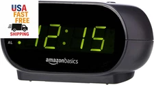 Small Digital Oval Alarm Clock with LED Display, Nightlight & Battery Backup, Bl