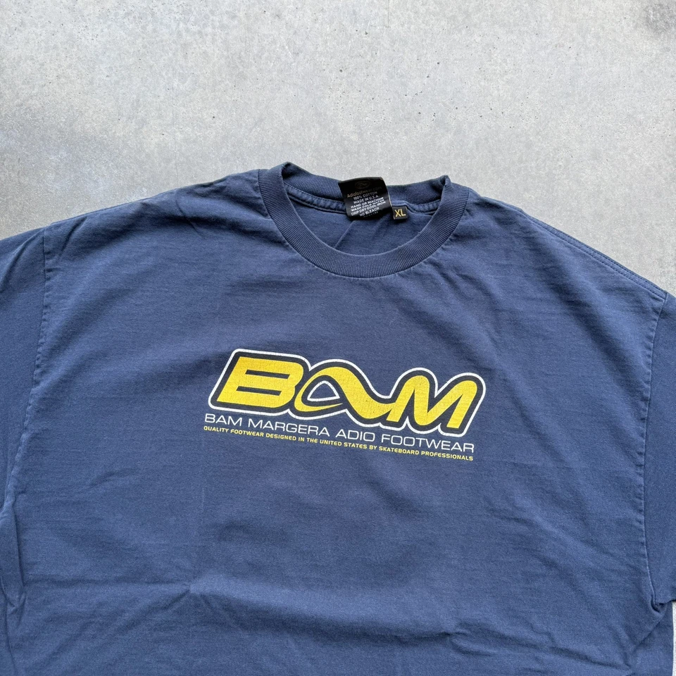 Rare Vintage ADIO Skate Tee BAM MARGERA Heartagram Logo Blue Cotton Shirt XL - Image 2 of 4