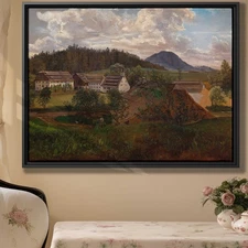 Rustic Landscape Canvas Print Vintage Farmhouse Wall Art Rural Decor Artwork