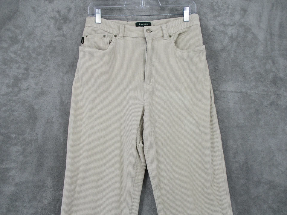 Pantalones Ralph Lauren LRL de colección para mujer 8 pana pierna recta informales elásticos Foto 3 de 4