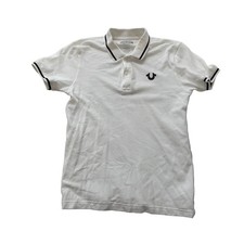 True Religion Men's White Cotton Polo Shirt Short Sleeves Horseshoe Logo Size S