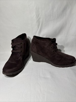 Skechers BOBS Women's Tumbleweed Urban Rugged Suede Wedge Bootie Memory Foam 7.5