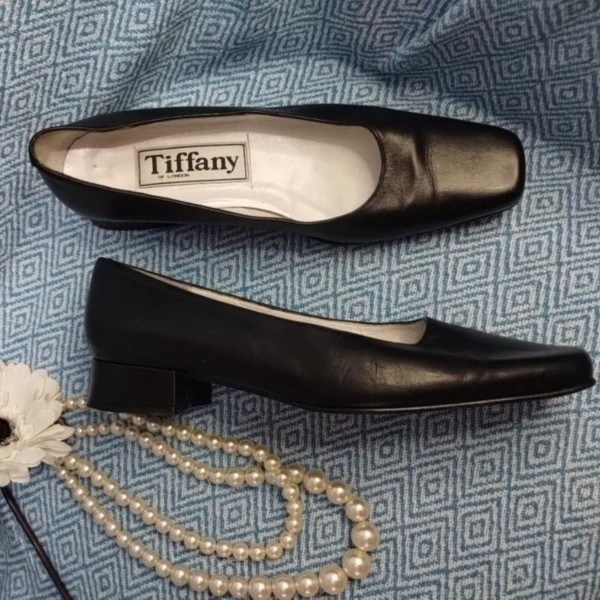 Women Tiffany Heels Black Leather 38 #4MSH