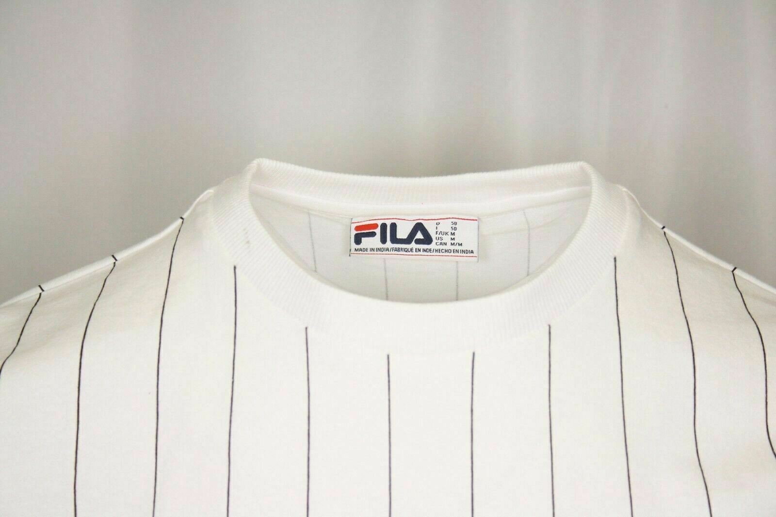 FILA T shirt uomo bianca a righe e logo S S (181)