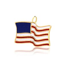 14k Solid Gold USA Flag Enamel Charm for Chain