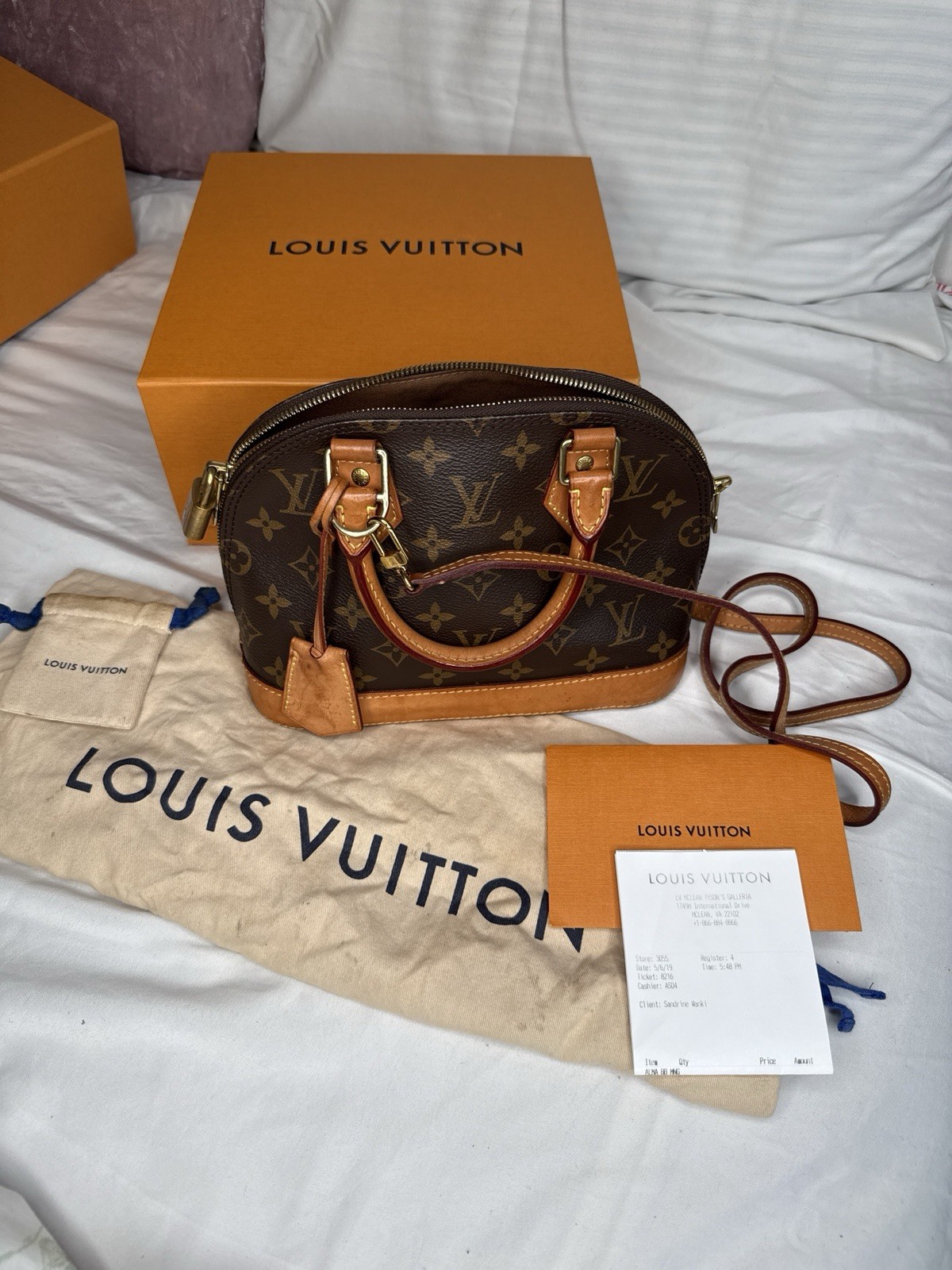 Louis Vuitton Alma Monogram Shoulder Bag BB Brown Canvas