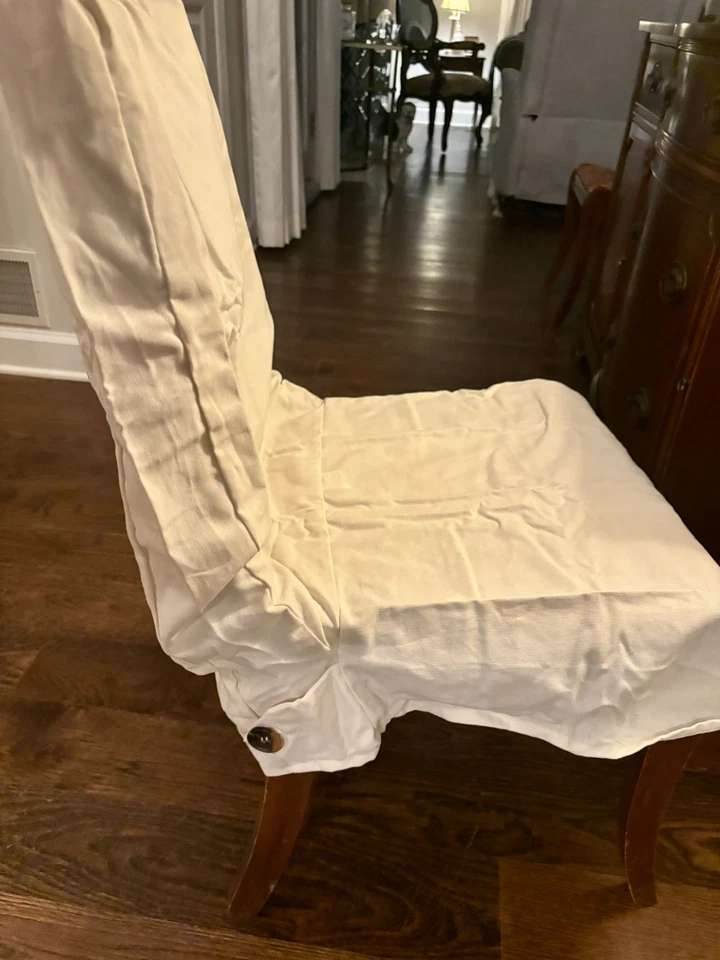 4 Pc.  Parson Chair Covers – Neutral Beige Cream Cotton - STILL IN PACKAGES - Image 2 of 4