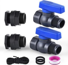 2Pcs Rain Barrel Spigot Kit 3/4 Inch GHT PVC Faucet Tank Bulkhead w/ Tow Rope US