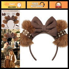 Plush Faux Fur Bow Ears Headband for Women  Girls - Cute Theme Park Cosplay Acc