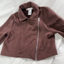 Love To Be Loved Girls Size 10 Brown Zip Up Modern Jacket Suede 2 Zipper