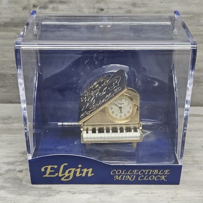 Elgin Clock Miniature Grand Piano Original Box Needs Battery