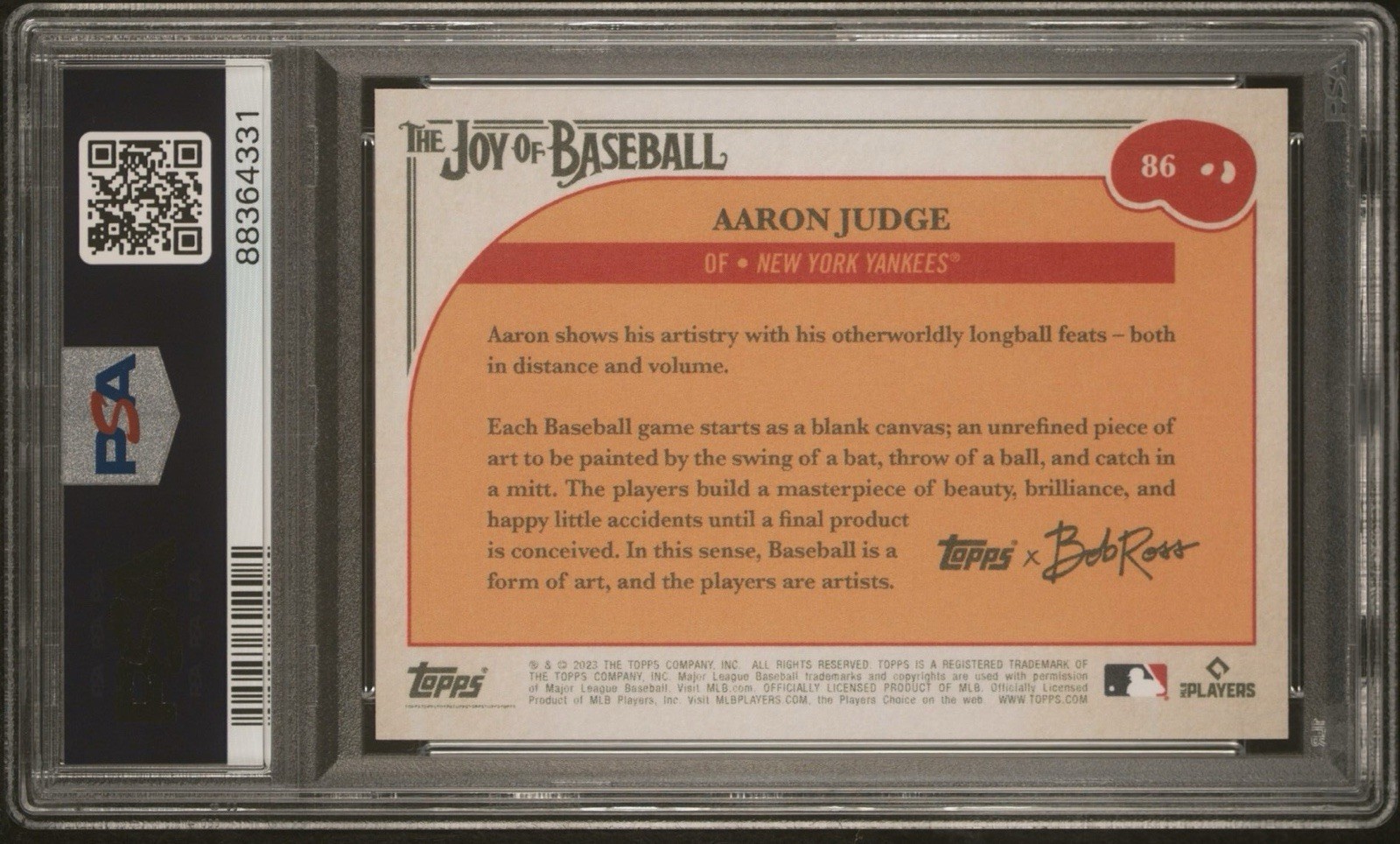 2023 Topps X Bob Ross The Joy Of Baseball Aaron Judge #86 PSA 10 GEM MINT view 7