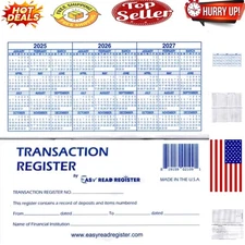 12-Pack Checkbook Transaction Registers with 2024-2026 Calendars