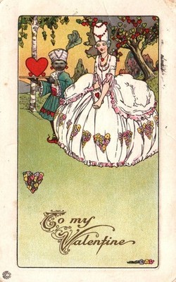 SERVANT Attends To Lovely LADY On Beautiful Vintage 1918 VALENTINE Postcard