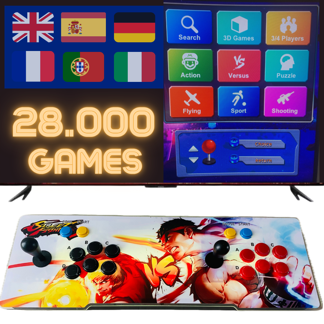 Pandora Box Arcade Console with 28000 Retro Games with LED and Sound System