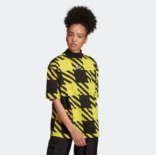 Adidas women's R.Y.V. TEE Black Yellow Size Small Streetwear Active Shirt