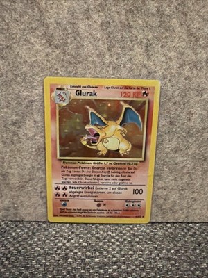 Charizard Glurak Pokémon Karte 4/102 Base Set Holo Deutsch German Excellent+