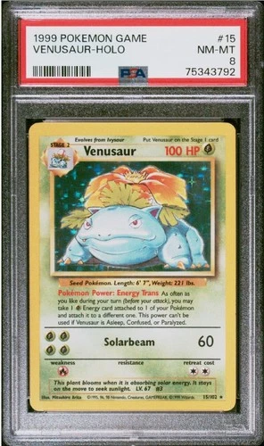 Pokémon TCG Venusaur Holo Unlimited Rare Card Base Set PSA 8 (15/102)