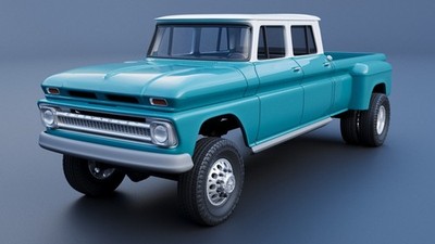 ABS-LIKE RESIN 3D PRINTED 1/16 1965 CHEVROLET K10 CREW CAB DUALLY FULL KIT