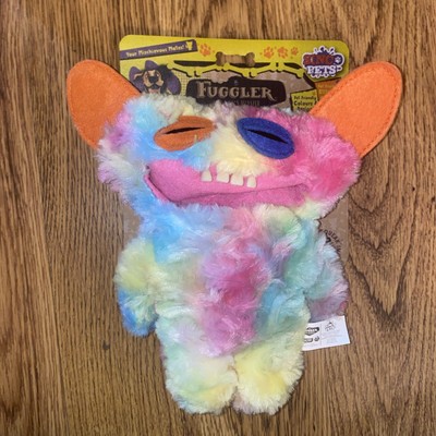 FUGGLER Rainbow Tie Dye Grin Grin FUNNY UGLY MONSTER DOG TOY PLUSH