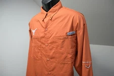 Columbia PFG Vented Fishing Texas Longhorns Omni-Shade Camp Shirt Mens Sz Large