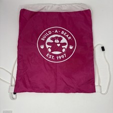 Build A Bear Drawstring Backpack Pink White Roughly 16" x 13" Bag