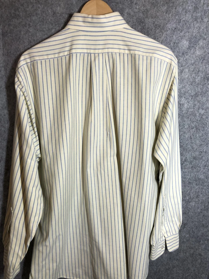 Camisa vintage L.L.Bean para hombre 16,5 34 amarillo azul a rayas abotonada hecha en EE. UU. AÑOS 90 Foto 4 de 4