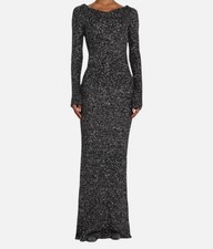 Stella McCartney Women's Black Paillette Knit Off-The-Shoulder Dress Size XS