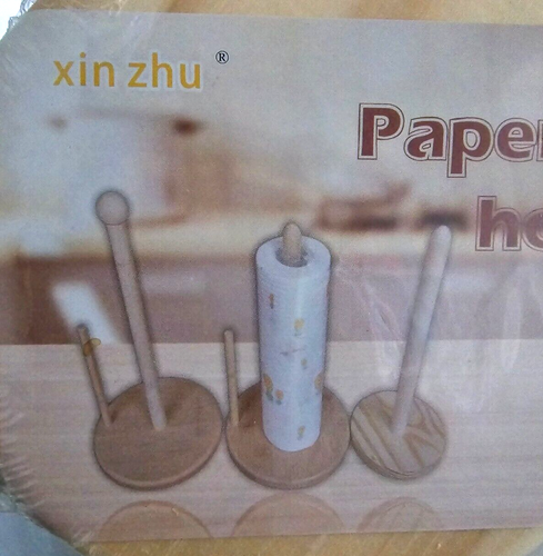 Wooden Kitchen Paper Towel Tissue Roll Loo Holder Pole Rack Stand Mini 27cm - Picture 4 of 6