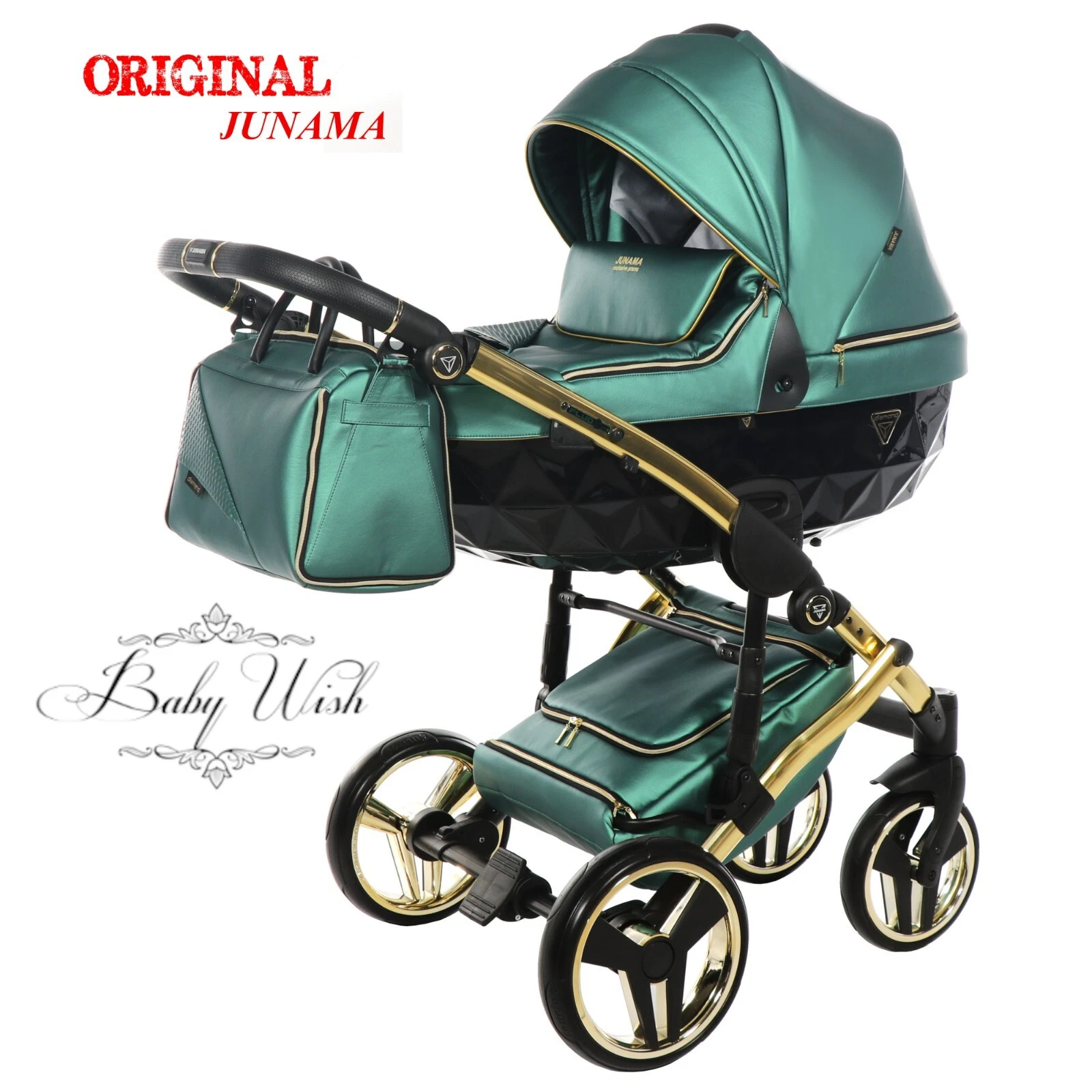 JUNAMA FLUO 02 LINE V2 BABY PRAM STROLLER 3in1 CARRYCOT + PUSHCHAIR + CAR SEAT