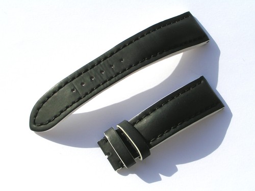 Breitling 24mm Band 231X 24/20 Calf 130/80 Black White Calf Strap I052-24 - Picture 1 of 7