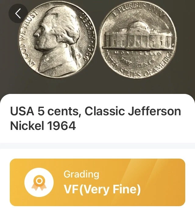 1964 D Jefferson Five Cent Nickel VF Mint Error DDO-001 DDR-006 Circulated￼ Coin - Image 3 of 4