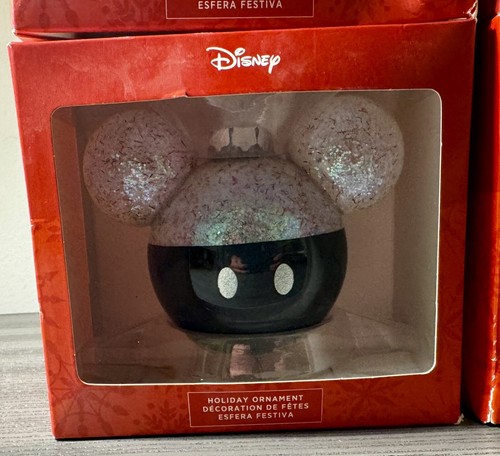 Hallmark Disney Topolino Vetro Ornamento Orecchie Testa Nuovo in Scatola Set da 4 - Nuovo - Foto 4 di 12