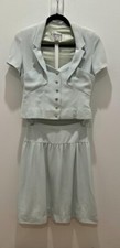 1994 Vintage Chanel Matching Dress Set Size FR 42 Baby Blue 