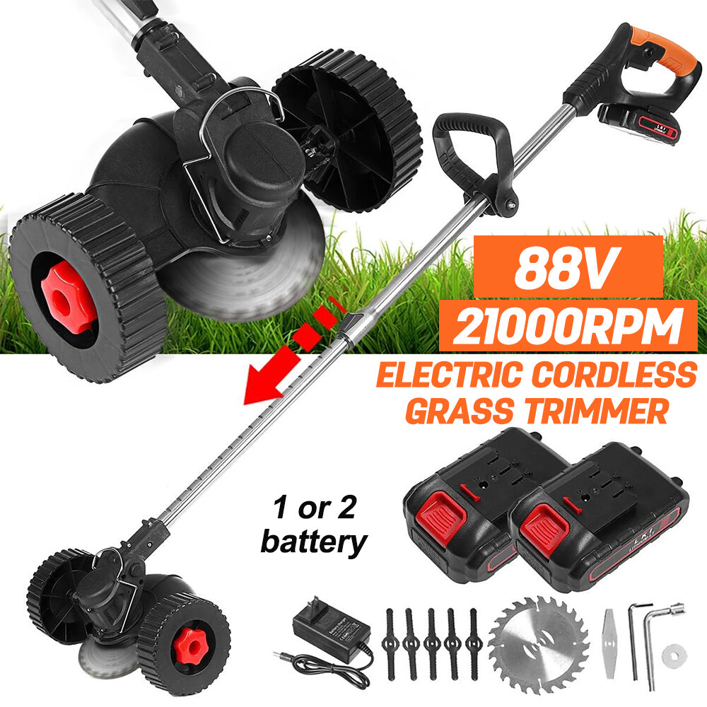 1200W Electric Weed Eater Lawn Edger Cordless Grass String Trimmer Cutter 88V