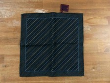  NO CUSTOMS TAX ISAIA Napoli dark green striped wool pocket square authentic