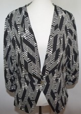 Love Nation Black White Geometric Cinched Sleeved Jacket USA Made Womens XL