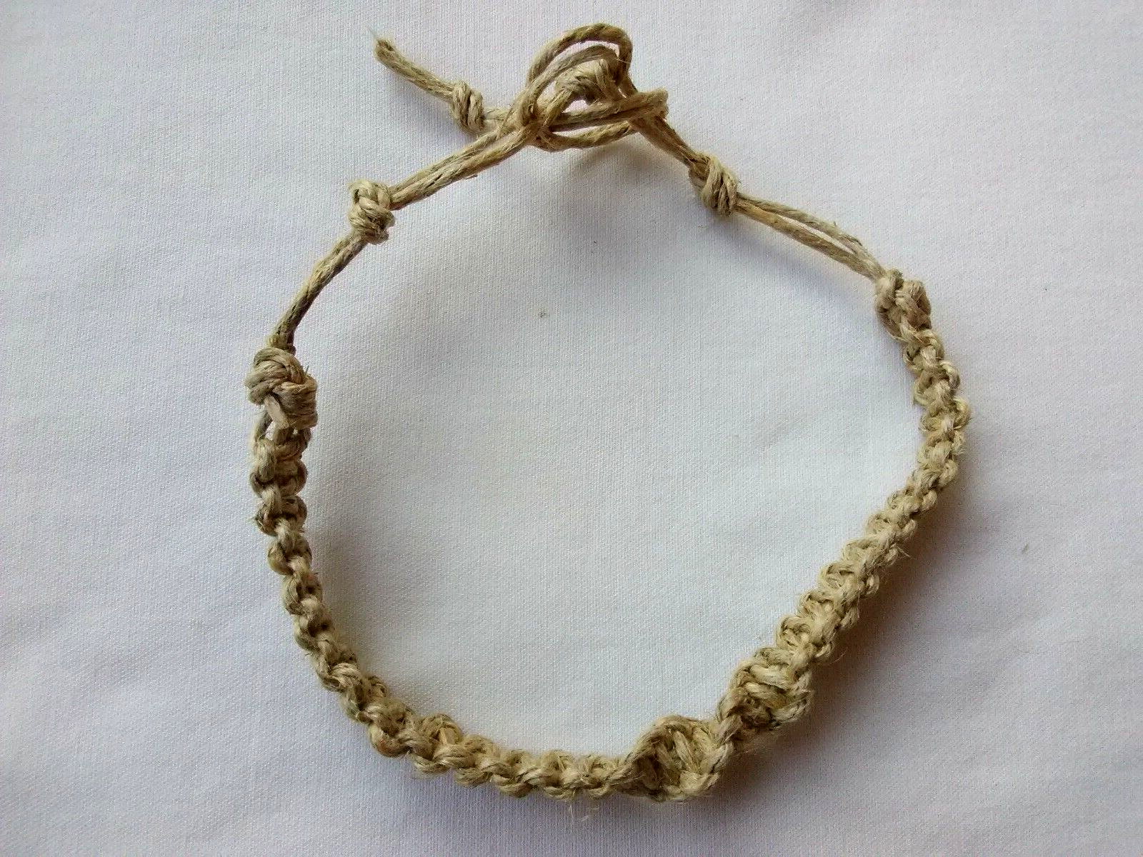 Boho Chic Macrame Braided Hemp Anklet Unisex 7-13 Inch Natural Adjustable US Seller-image