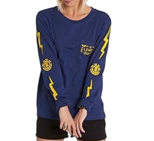 New Element Girls Teen Zap Long Sleeve Crew Blue SIZE MEDIUM ELE-6 - Picture 2 of 2